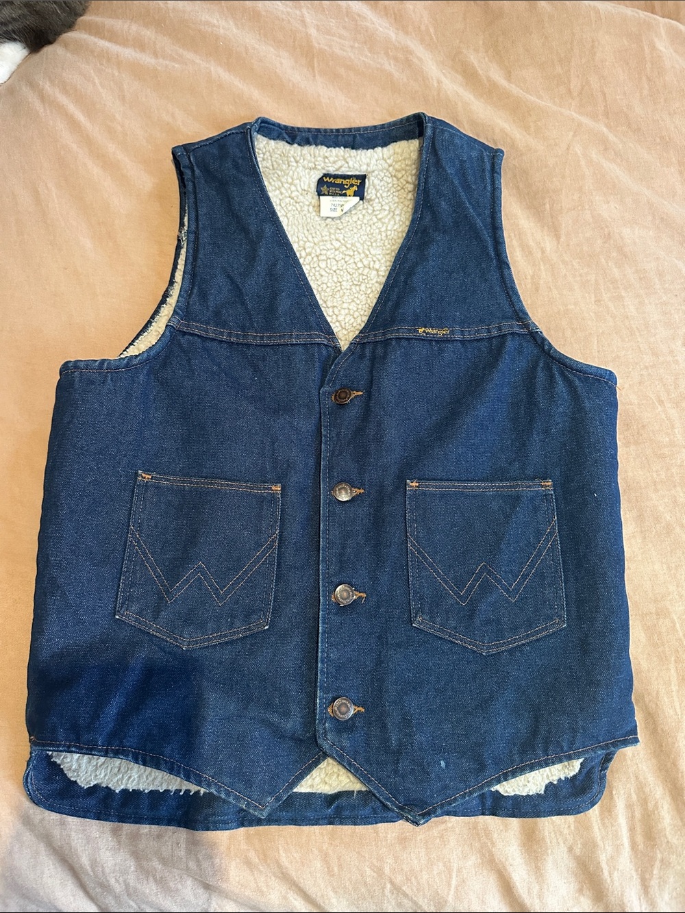 Vintage 1970s Wrangler Denim Sherpa Lined Vest